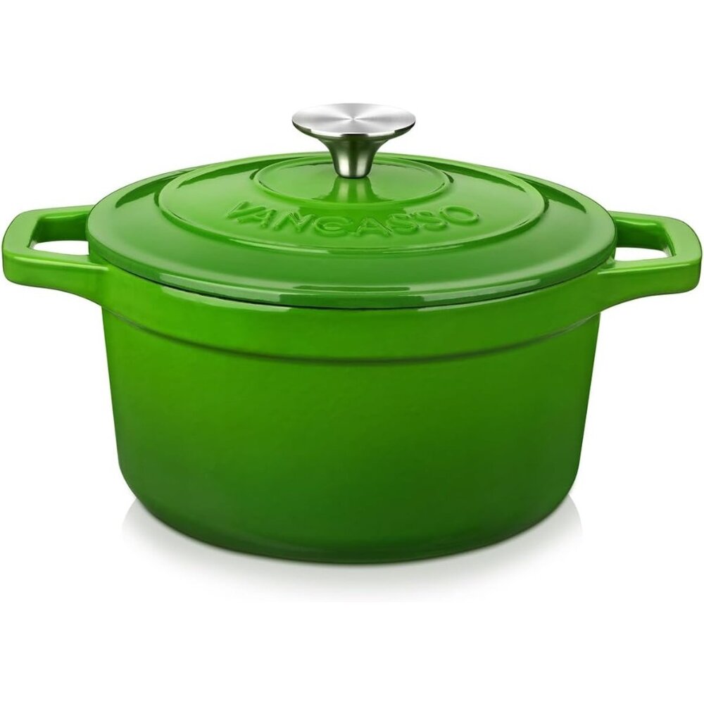 Enameled Cast Iron Dutch Oven 2.5 QT Green Naturally Non-Stick Casserole Dish